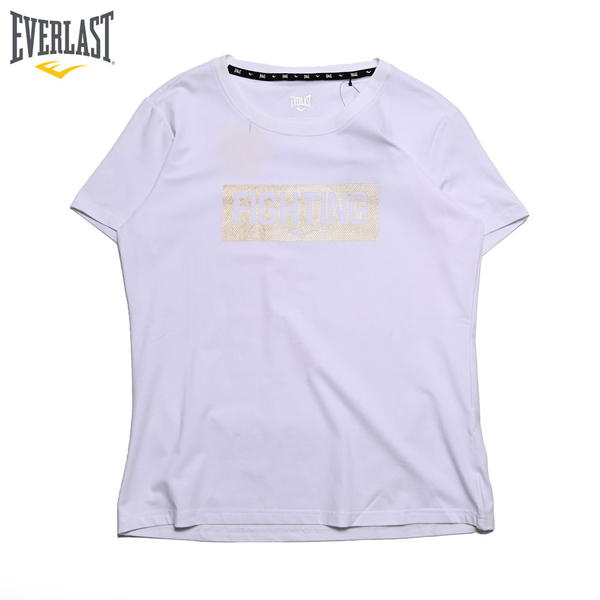 EVERLAST 短袖 短T 白 金FIGHTING 休閒 棉T 女 4022100100