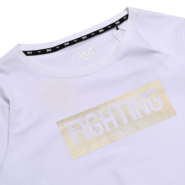 EVERLAST 短袖 短T 白 金FIGHTING 休閒 棉T 女 4022100100