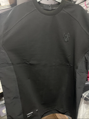 [S] LIFEWORK MIXED MATERIAL DRAWSTRING HEM T-SHIRT,BLACK, LW232TS457-1-40 (SLW302)