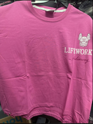 [S] LIFEWORK UNIQUE GLITTER SHORT-SLEEVE T-SHIRT,PINK, LW232TS840-1-07 (SLW310)