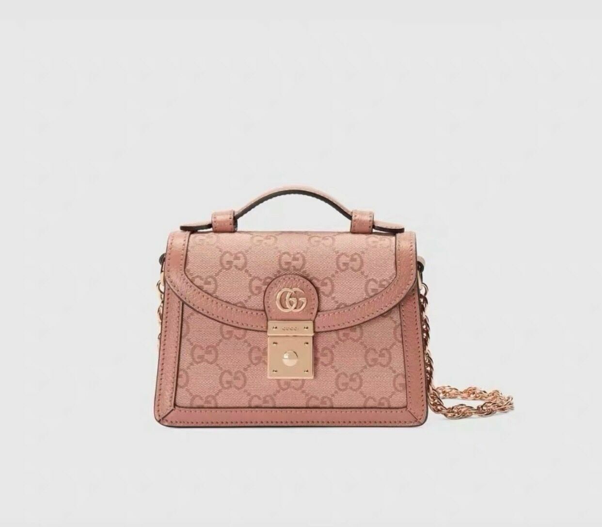 Gucci 限定粉色 mini鎖扣手提包