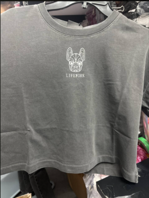 [S] LIFEWORK LADOK LOGO PIGMENT SHORT-SLEEVE T-SHIRT,CHARCOL GREY, LW232TS812-1-36 (SLW313)