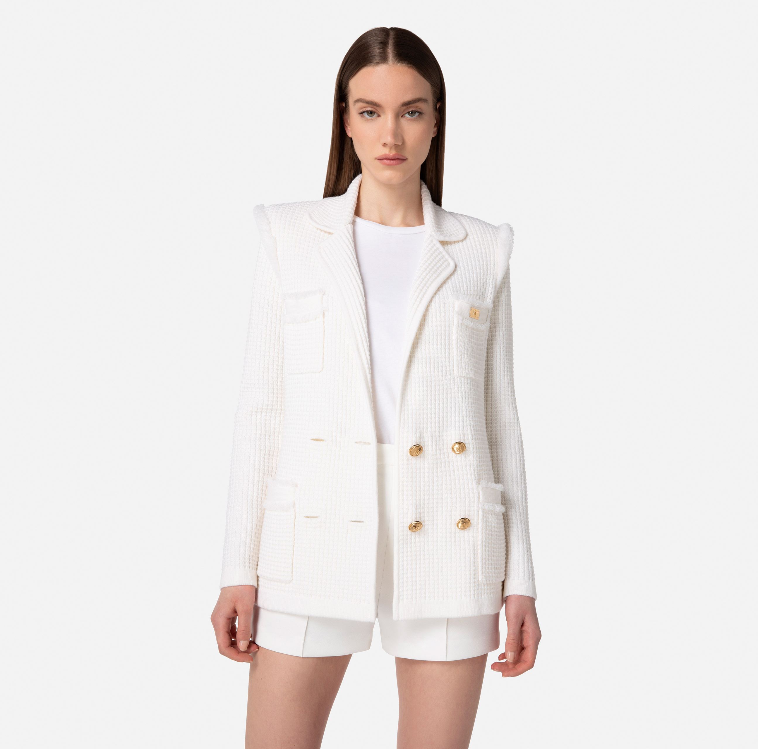 Elisabetta Franchi   肩滾毛邊外套