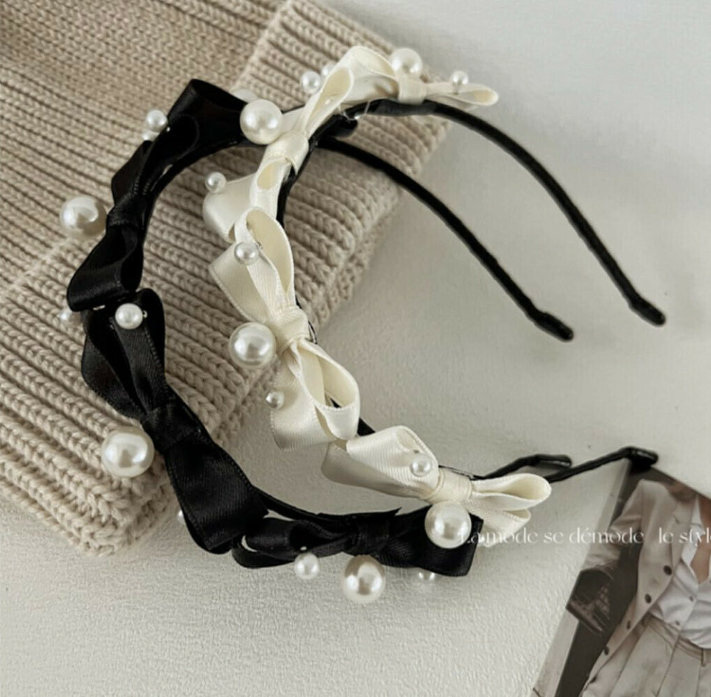 【小紅書款】珍珠蝴蝶結髮箍