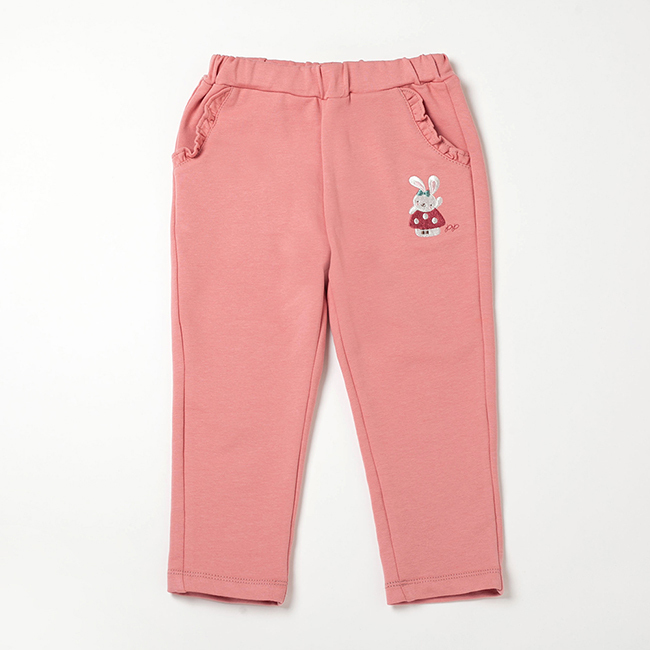 PIPPY甜蜜小兔刺繡彈性棉長褲  粉