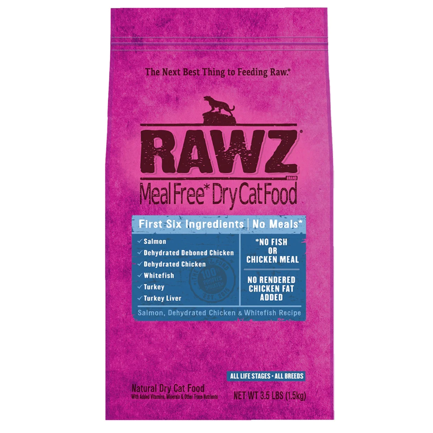 Rawz Meal Free Dry Cat Food - Dehydrated Chicken Salmon & Whitefish Recipe．3.5lb/7.8lb