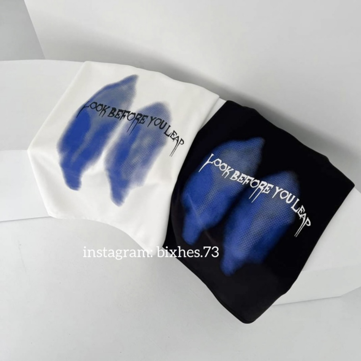 美式藍影寬鬆短T(A00038)