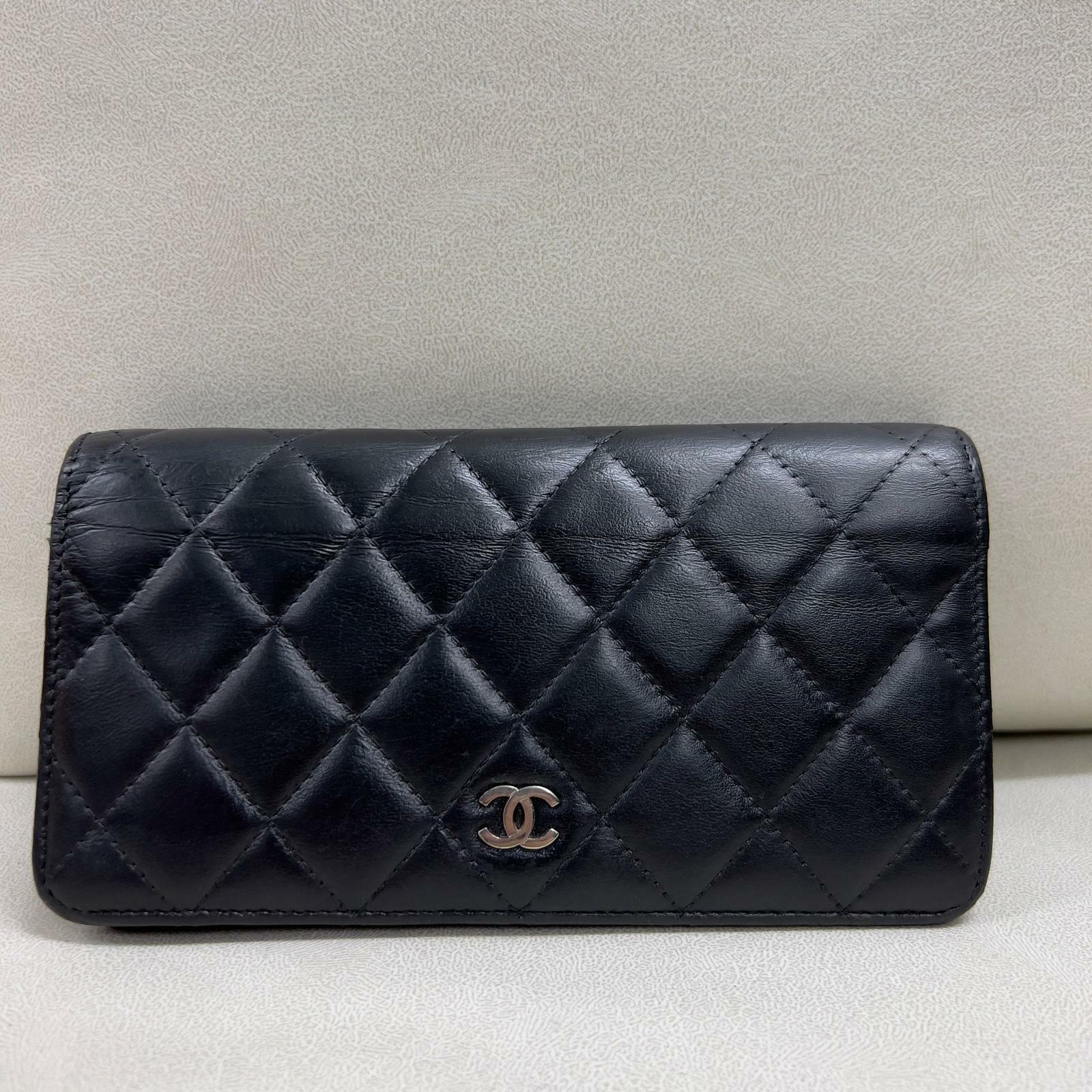 90%NEW 二手CC 長銀包 黑色羊皮銀扣 #香榭站正品