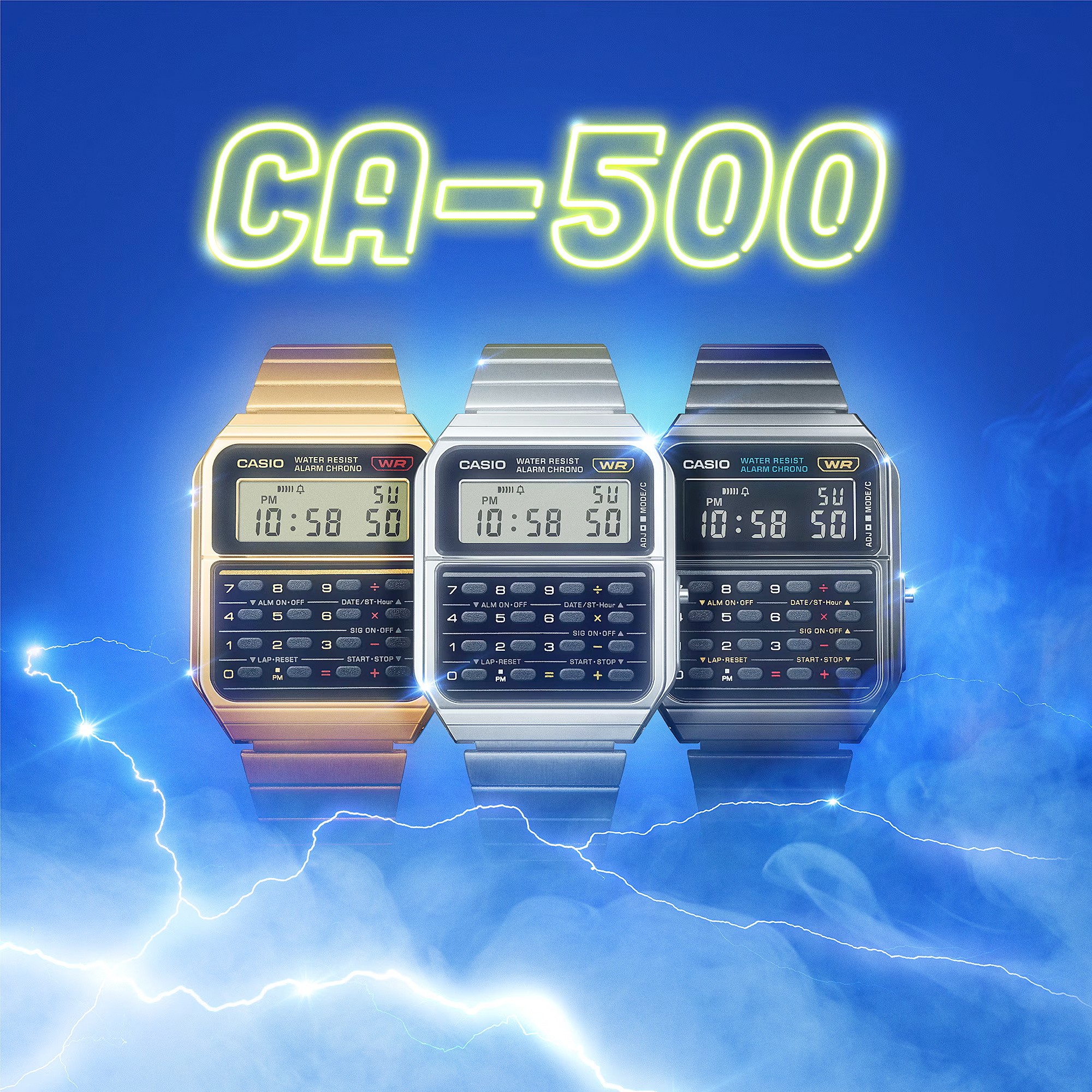 Casio CA-500WEGG-1B 槍灰色 計數機 方形復古跳字錶