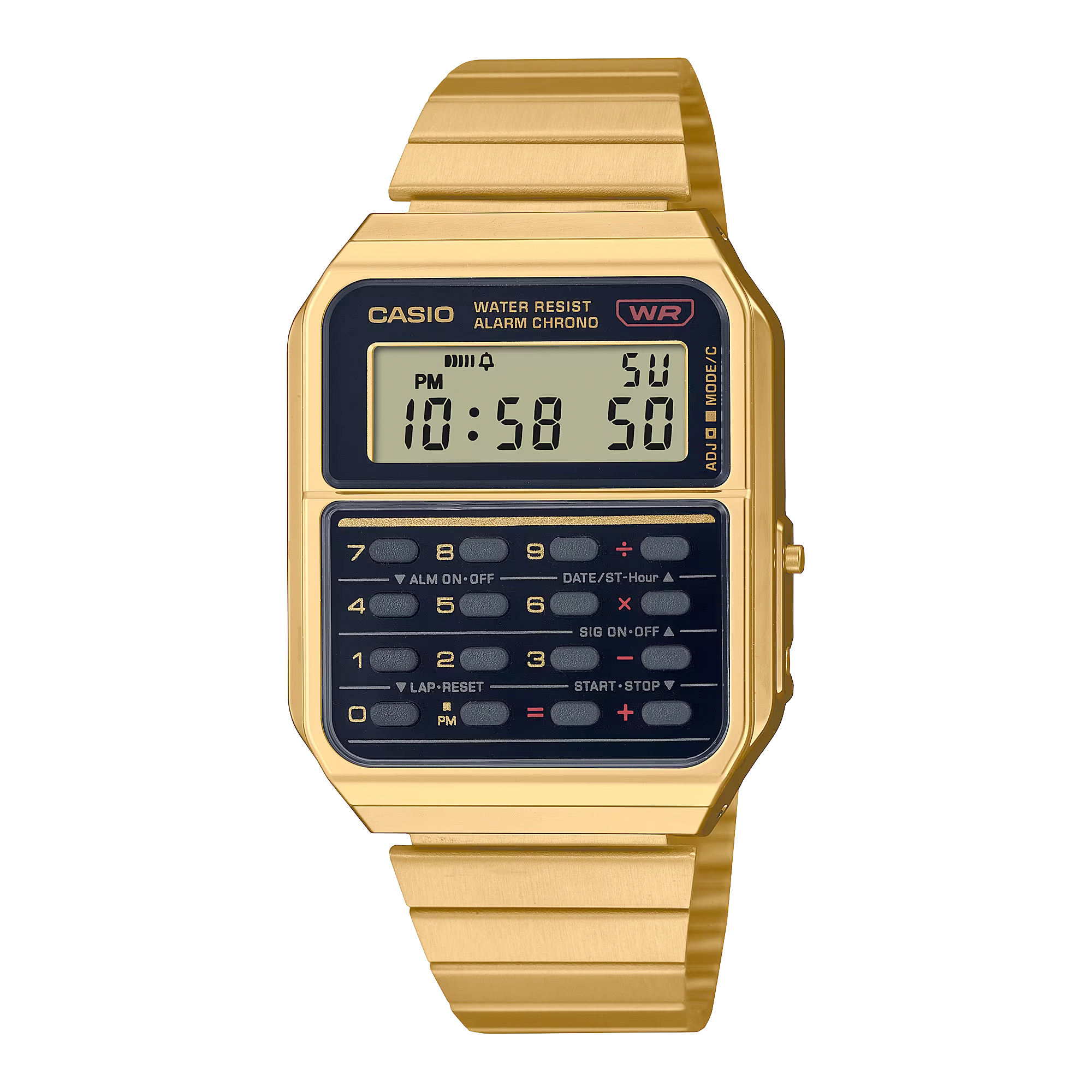 Casio CA-500WEG-1A 金色 計數機 方形復古跳字錶