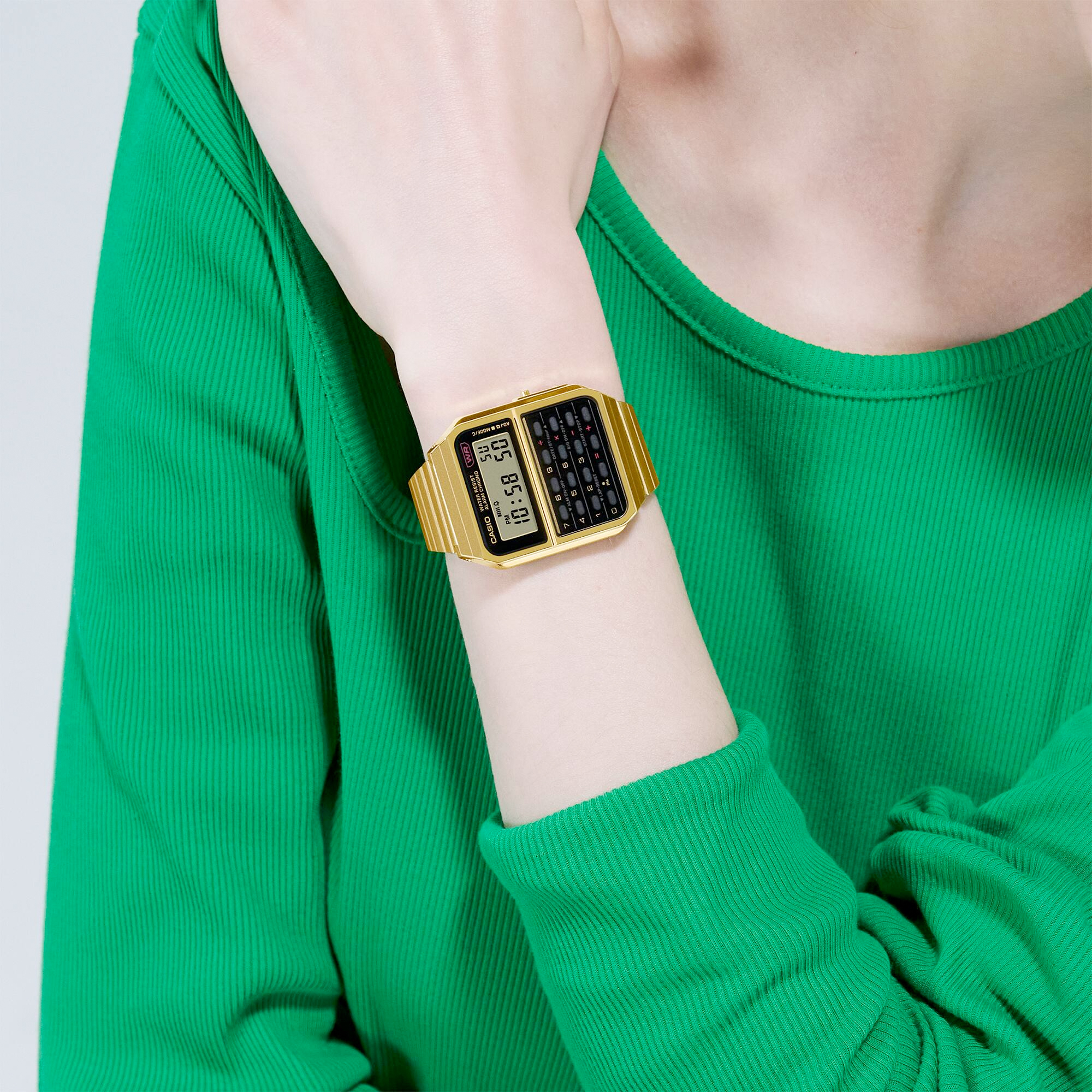 Casio CA-500WEG-1A 金色 計數機 方形復古跳字錶