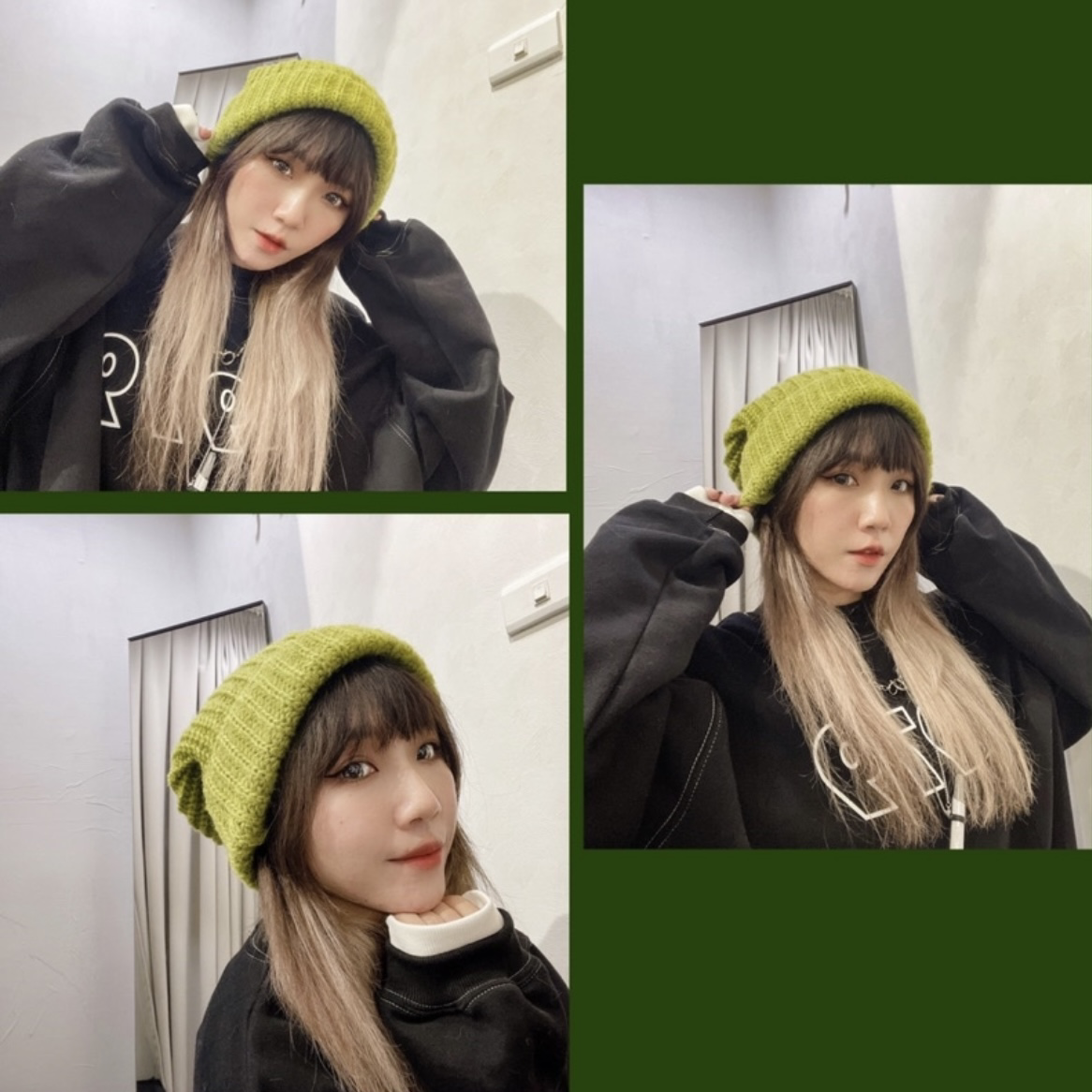 粗毛線垂感毛帽(H00017)