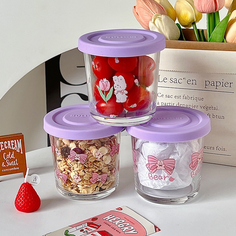 《2858》蝴蝶結鬱金香兔兔玻璃密封罐