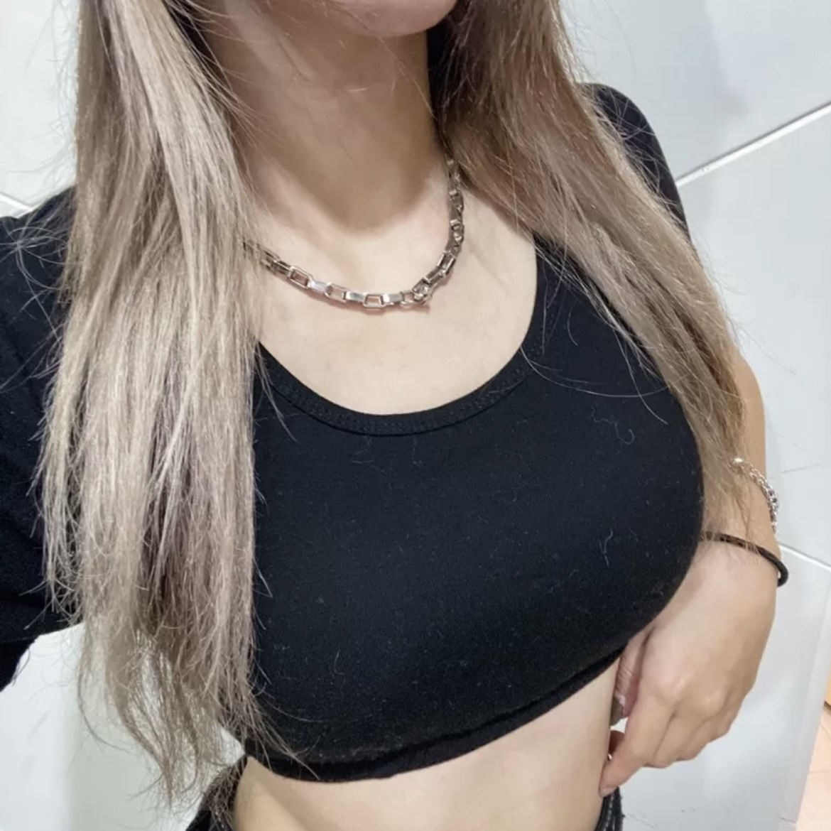 歐美風空格子短項鍊(K00041)