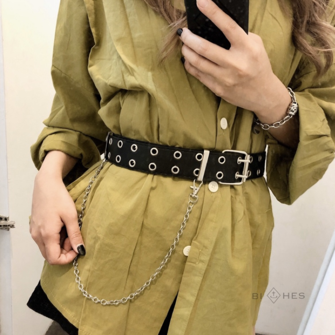 皮質雙排孔腰鍊皮帶( P00011)