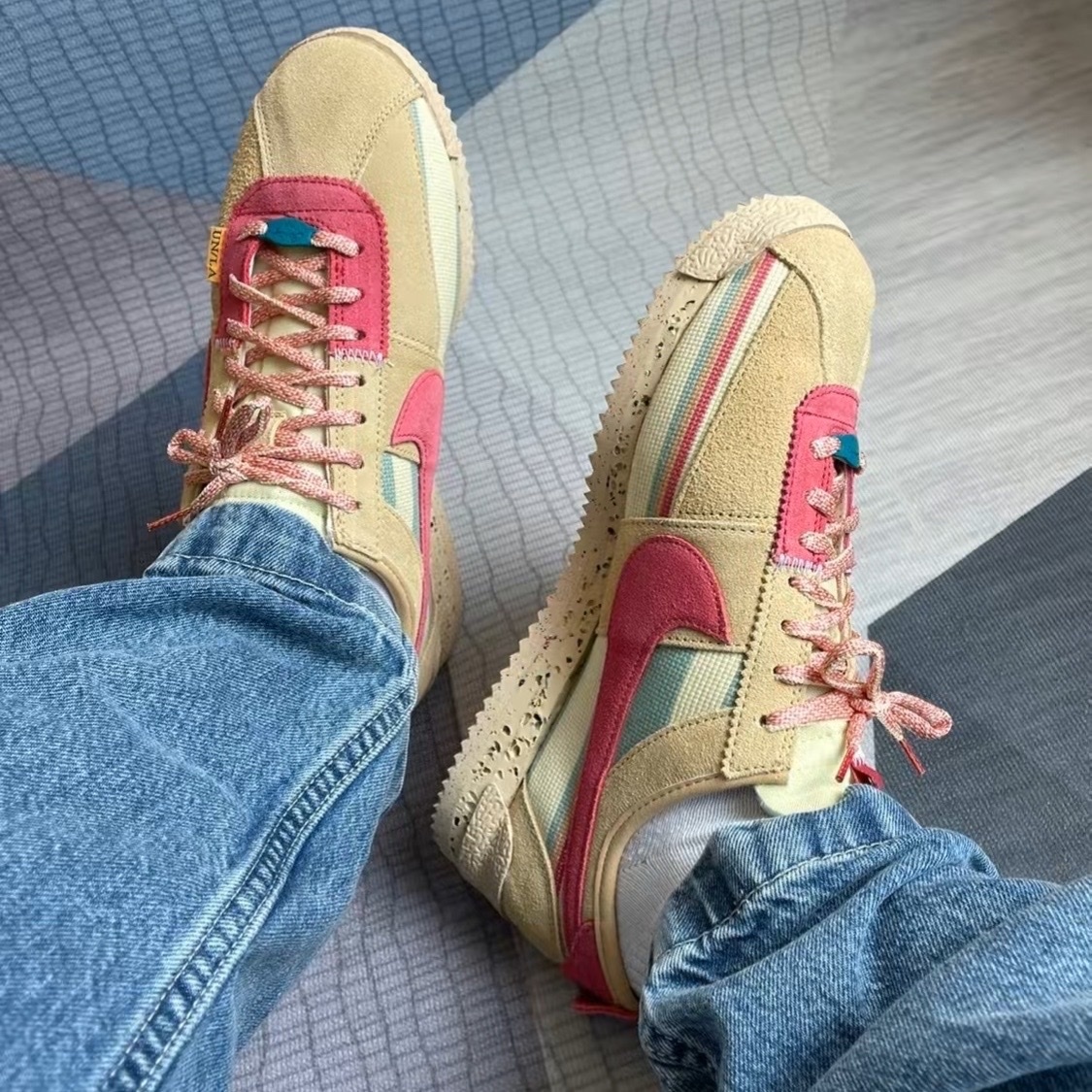 Nike Cortez x Union 棕粉色 男女同款 低筒 跑步鞋  DR1413-200