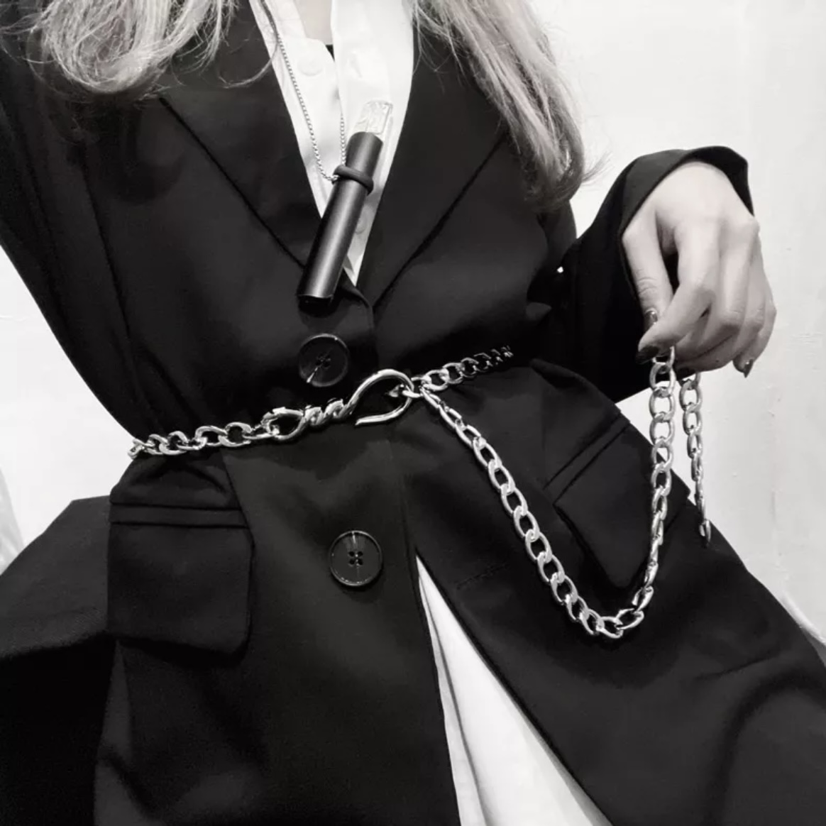 掛鉤式金屬腰鍊皮帶(P00013)