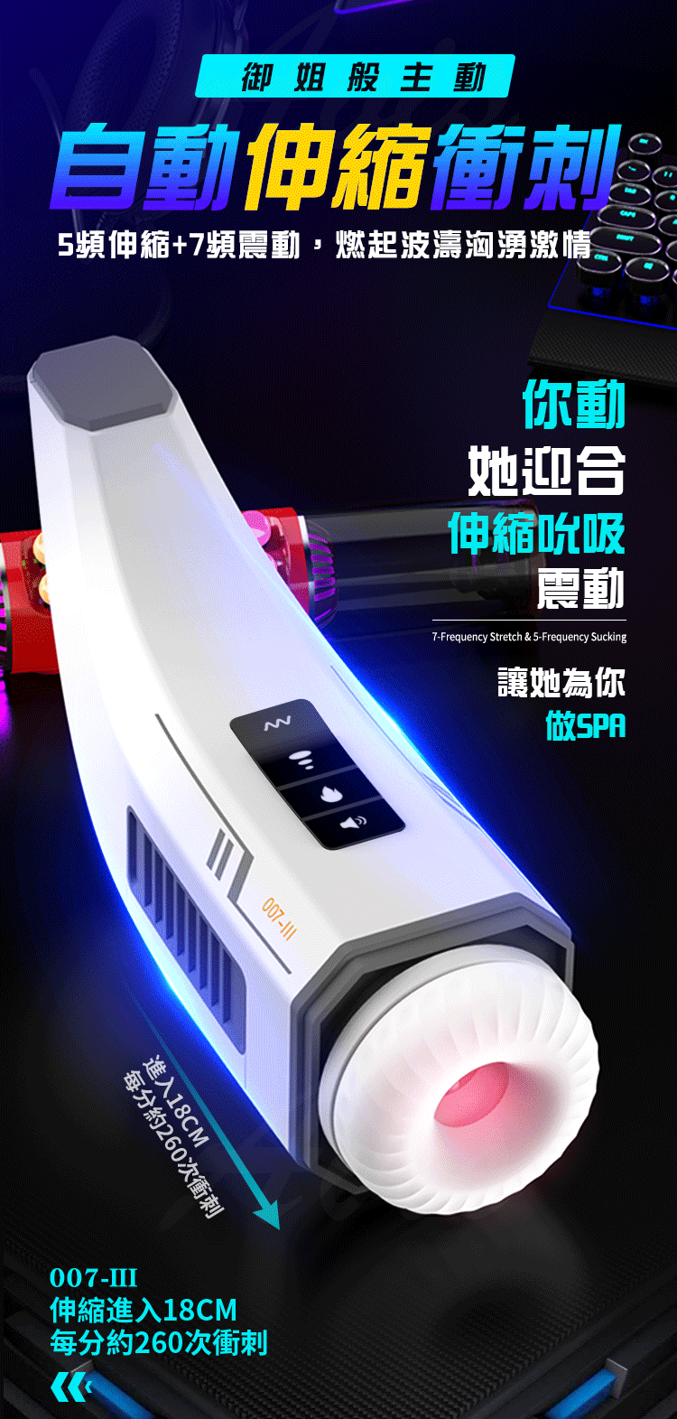 伸縮情人｜抽插+活塞+互動發音｜吸吮口交飛機自慰杯
