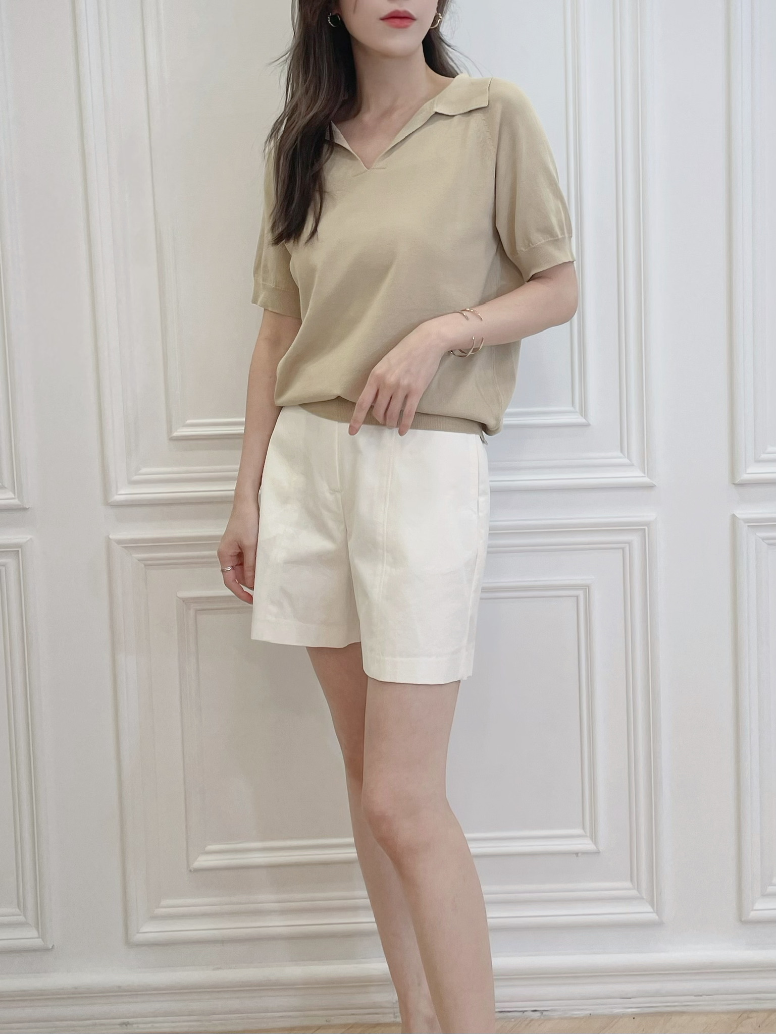 簡約翻領針織衫