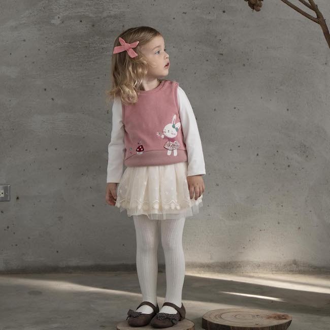 PIPPY 可愛刺繡花浪漫網紗短裙 米