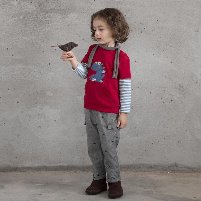 PIPPY 可愛小汽車印花鬆緊腰圍長褲 灰