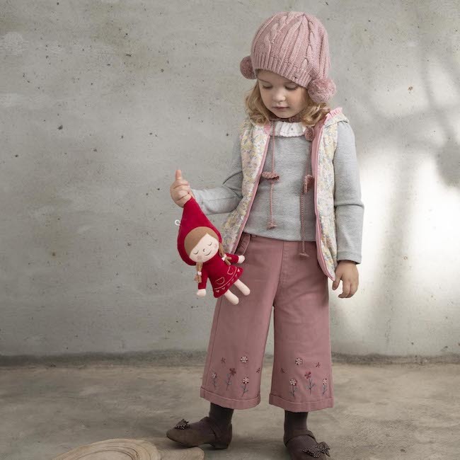 PIPPY 精緻田園小花刺繡寬口7分長褲 粉