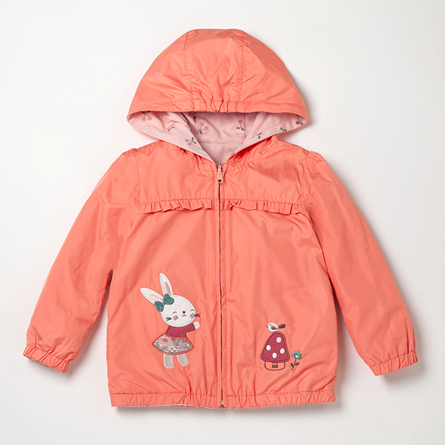 PIPPY 可愛小兔子與蘑菇雙面穿連帽外套 粉