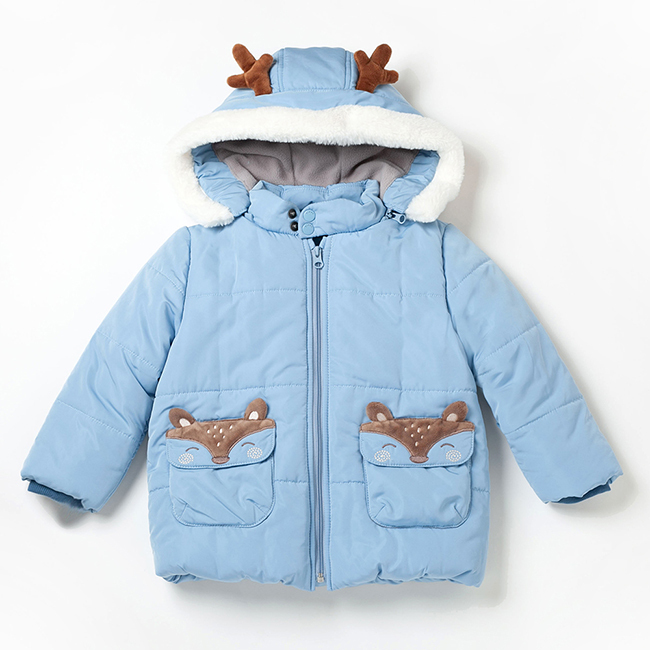 PIPPY麋鹿鋪棉可拆式連帽內刷毛外套 藍