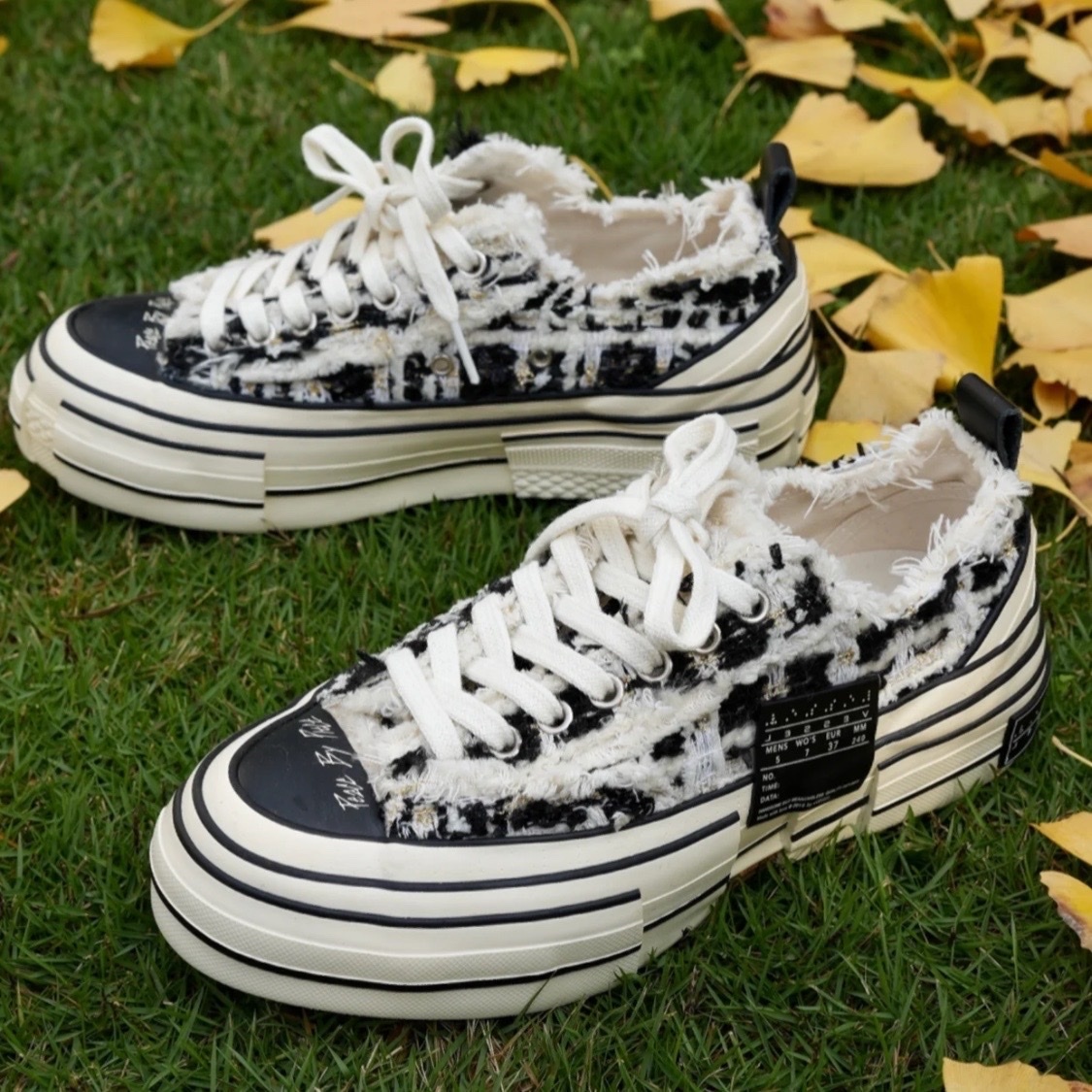 xVESSEL G.O.P Lows "Mixed Tweed" 小香風 解構帆布鞋 黑白 S22X40B