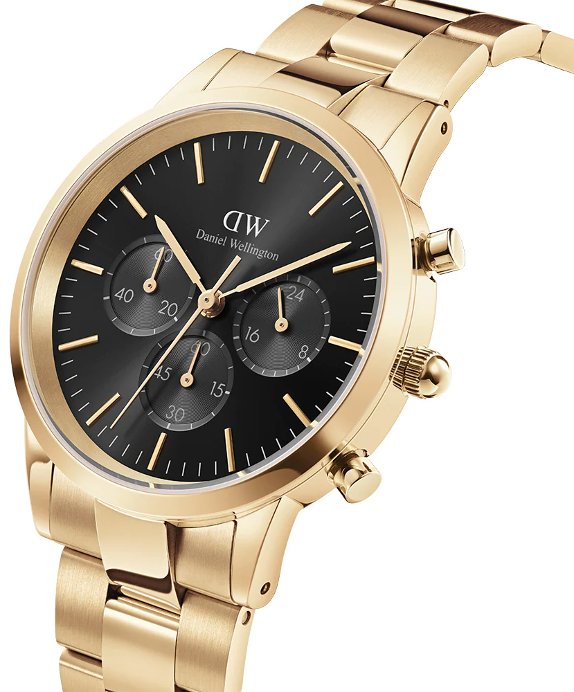 萬年鐘錶 - DW - Daniel Wellington    Iconic Chronograph 系列  錶徑 : 42mm  香檳金三眼計時男錶  DW00100641