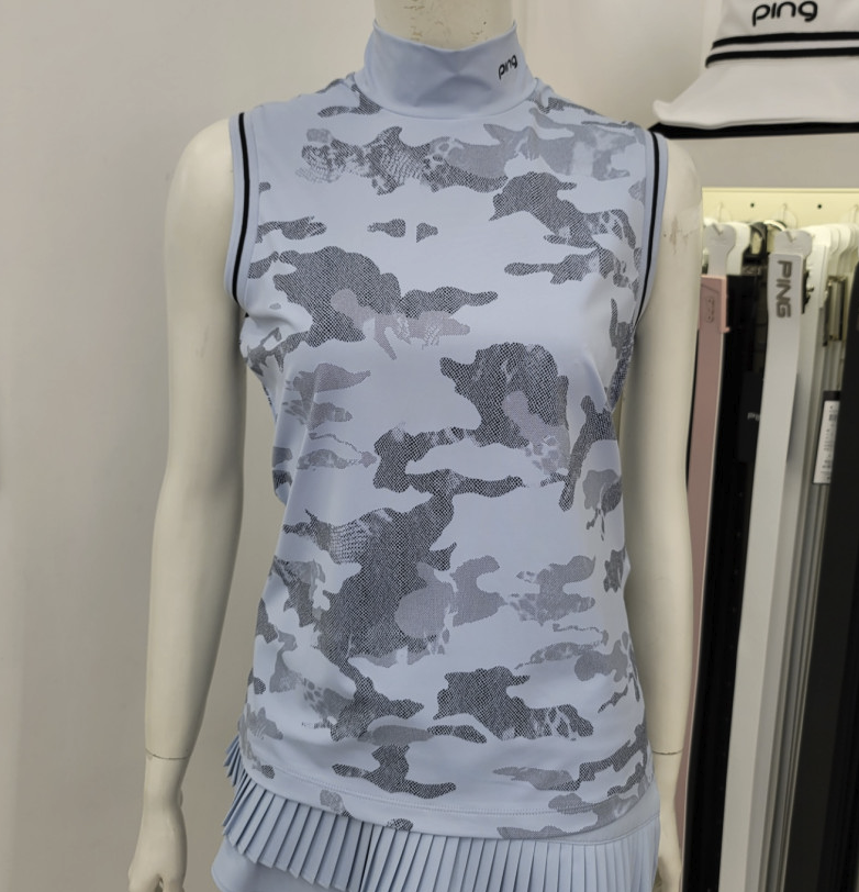 女款 M8/ 5折起 韓版PING 正品同步/迷彩圖案涼感高領無袖 T 卹/網美推薦高爾夫球衣