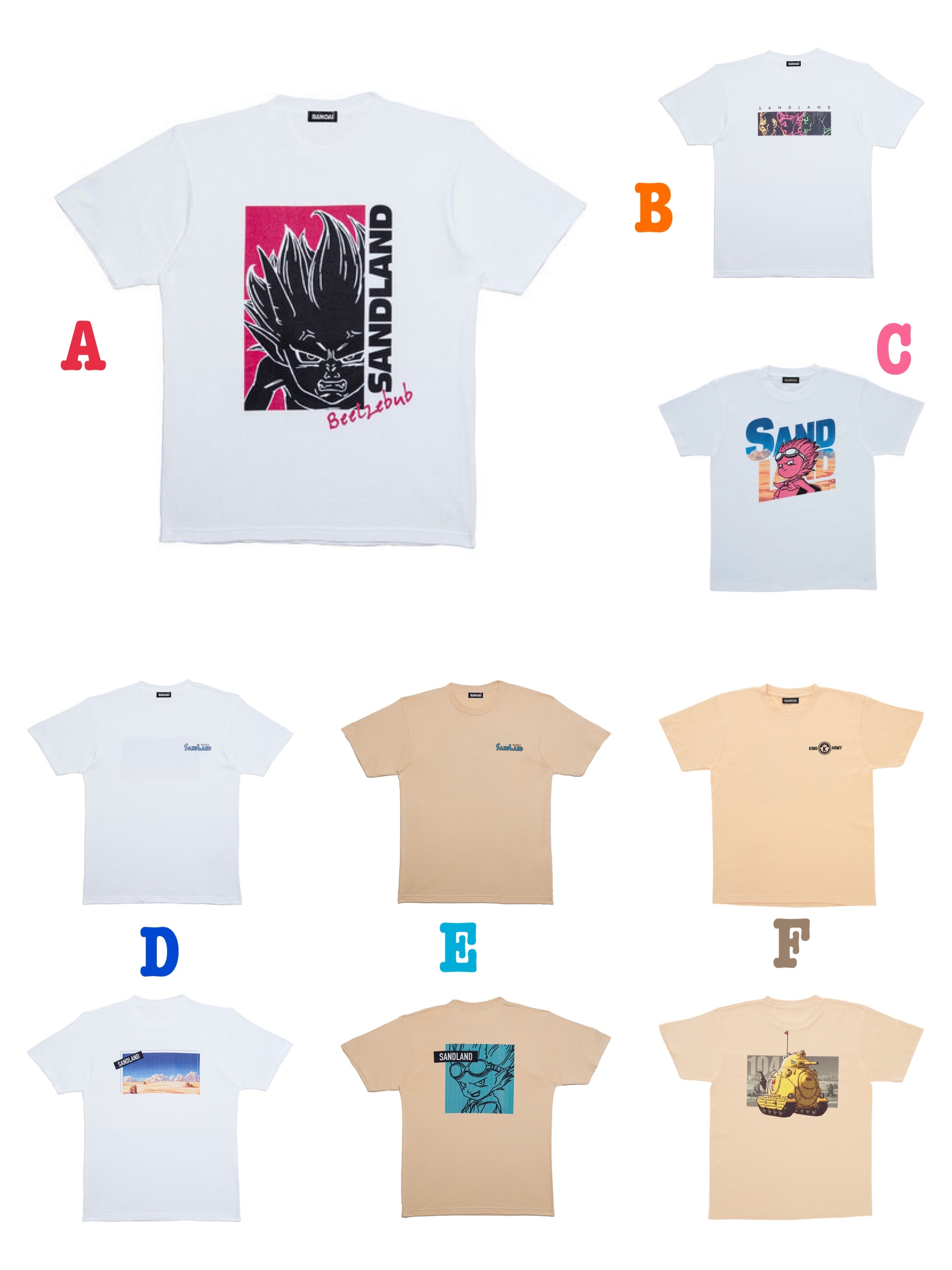 Pbandai 預訂2024/6月 SAND LAND(サンドランド)　デザインTシャツ（全6種）Tee