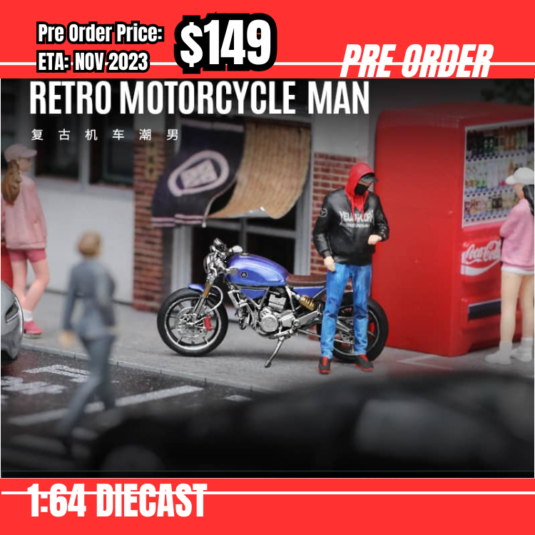PO-$149 * MoreArt * 1:64 Retro Motorcycle Man [OD17/08]