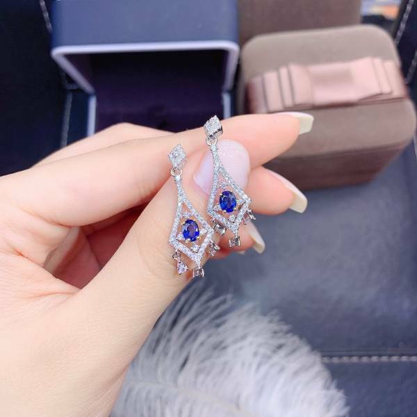 (12.26D)天然藍寶石 耳環