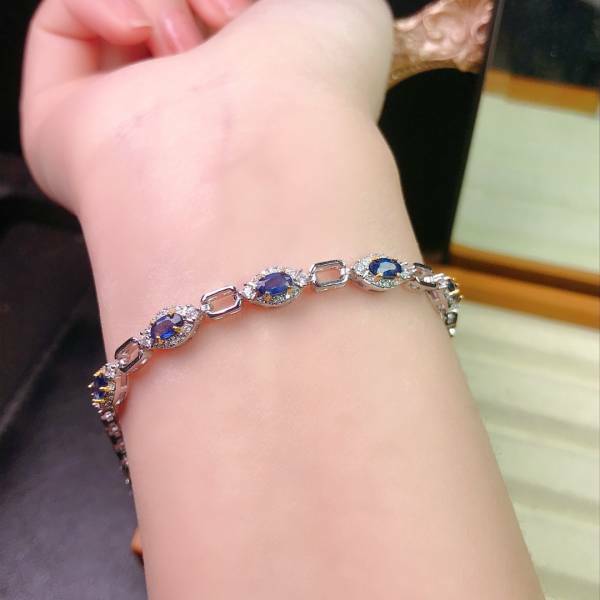 (12.25C)天然彩藍寶石 手鍊