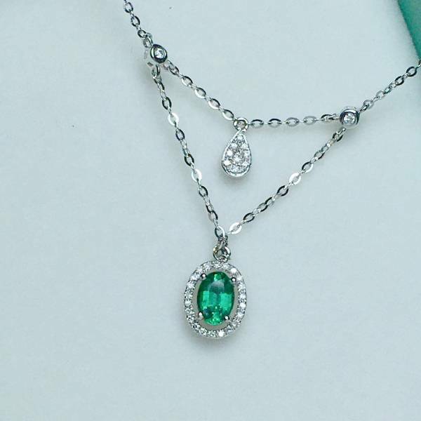 限量特價 18k真金真鑽 祖母綠吊墜 送證書