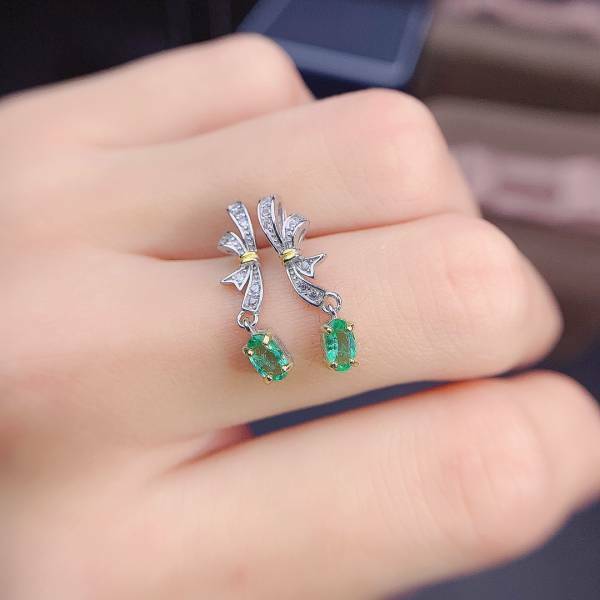 天然哥倫比亞祖母綠 耳環