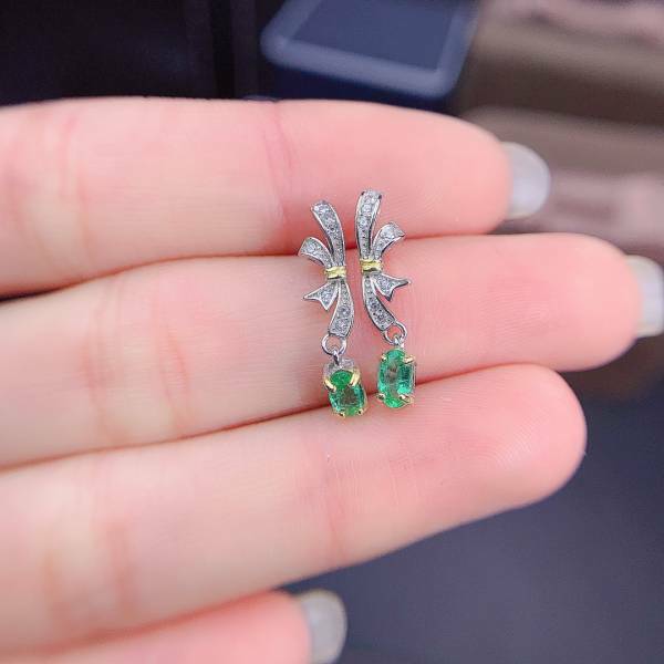 天然哥倫比亞祖母綠 耳環