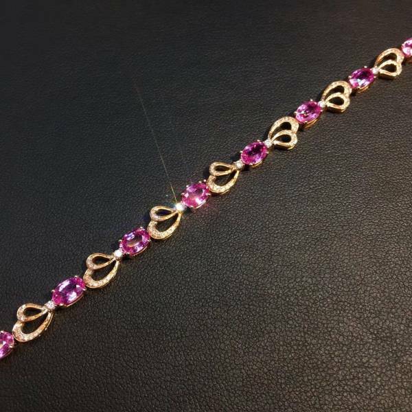 925銀手鍊 純天然無燒帕帕拉恰粉藍寶