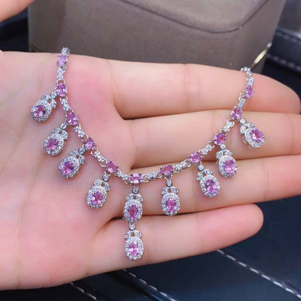 925銀吊墜 純天然帕帕拉恰粉藍寶