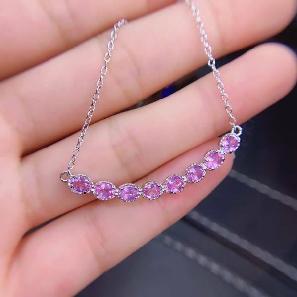 925銀吊墜 純天然帕帕拉恰粉藍寶