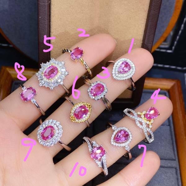 925銀戒指 純天然無燒帕帕拉恰粉藍寶