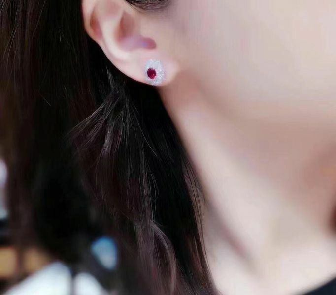 (11.24R)高品質緬甸新燒紅寶石 耳環