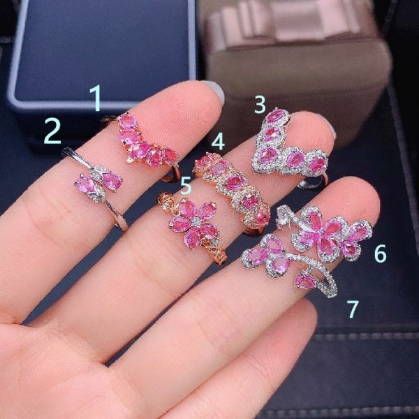 925銀戒指 純天然無燒帕帕拉恰粉藍寶