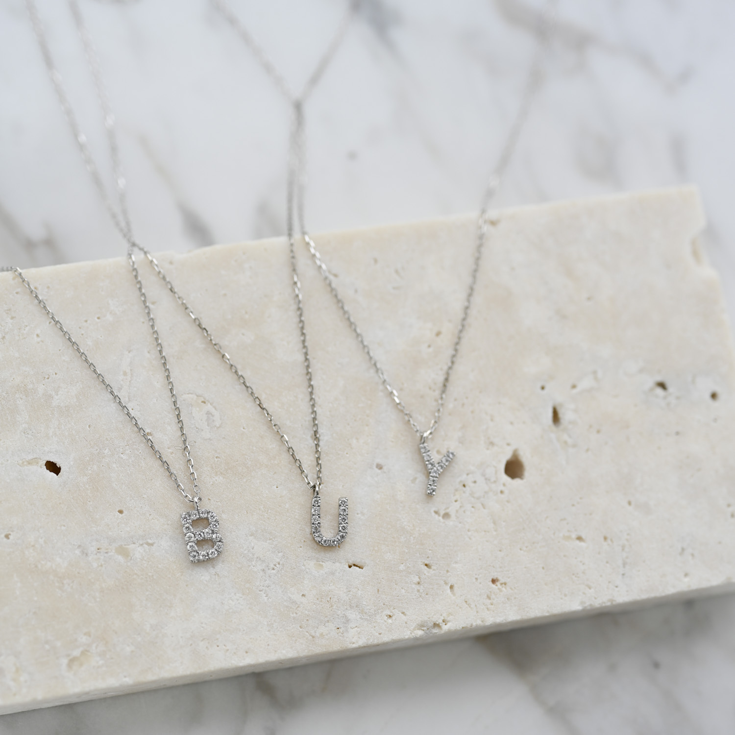 18K Initial Diamond Necklace ( Match as you like)!