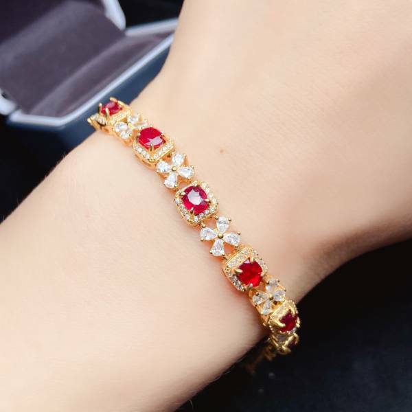 (11.24T)高品質緬甸新燒紅寶石 手鍊