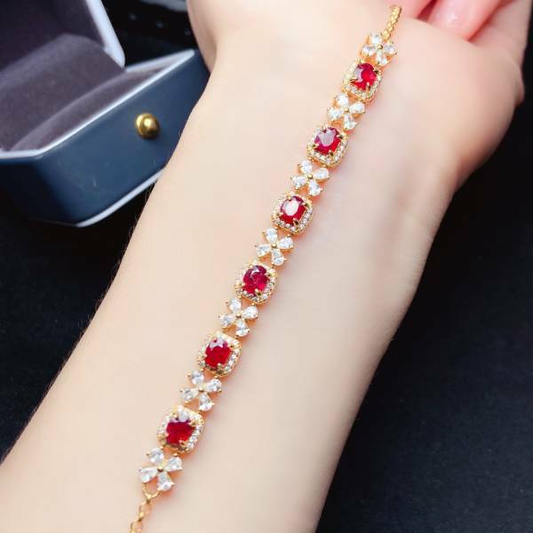 (11.24T)高品質緬甸新燒紅寶石 手鍊
