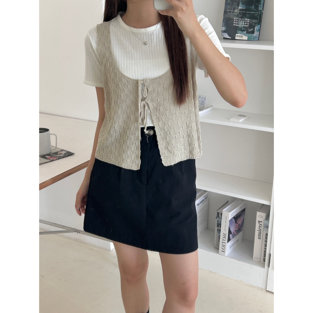 現貨【imfine】預支可愛 前綁帶開衩針織背心 #8313