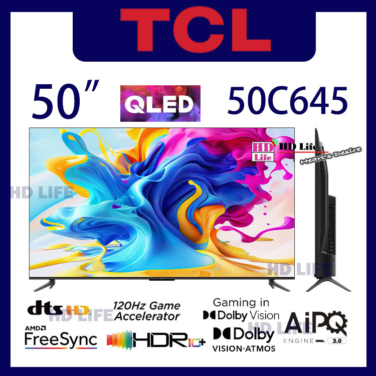 TCL 50C645 50" 4K QLED TV TCL 50" C645 SERIES Google TV