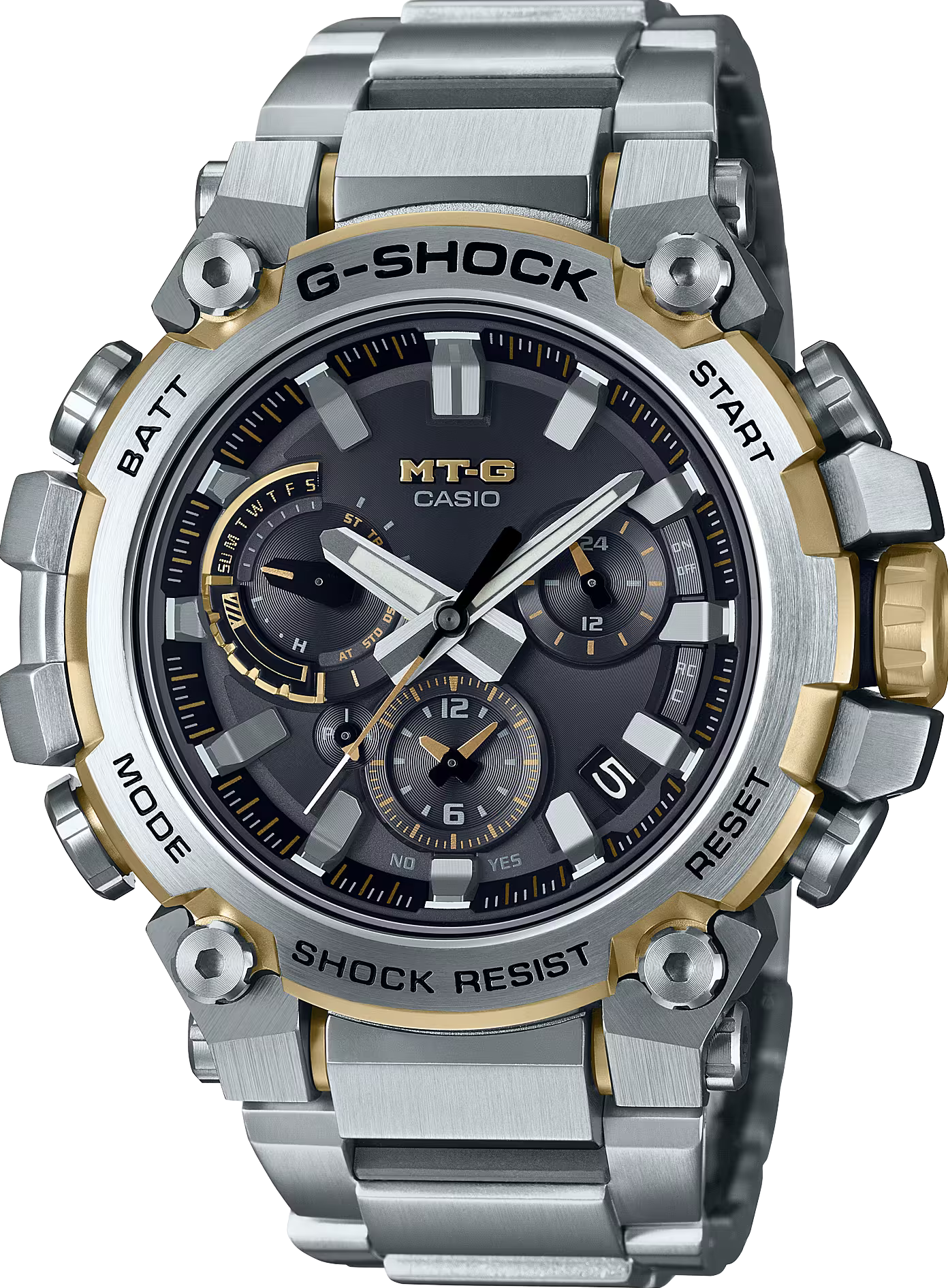 萬年鐘錶 - G-SHOCK  MT-G系列  太陽能藍芽電波不鏽鋼男錶  MTG-B3000D-1A9  錶徑 : 51mm